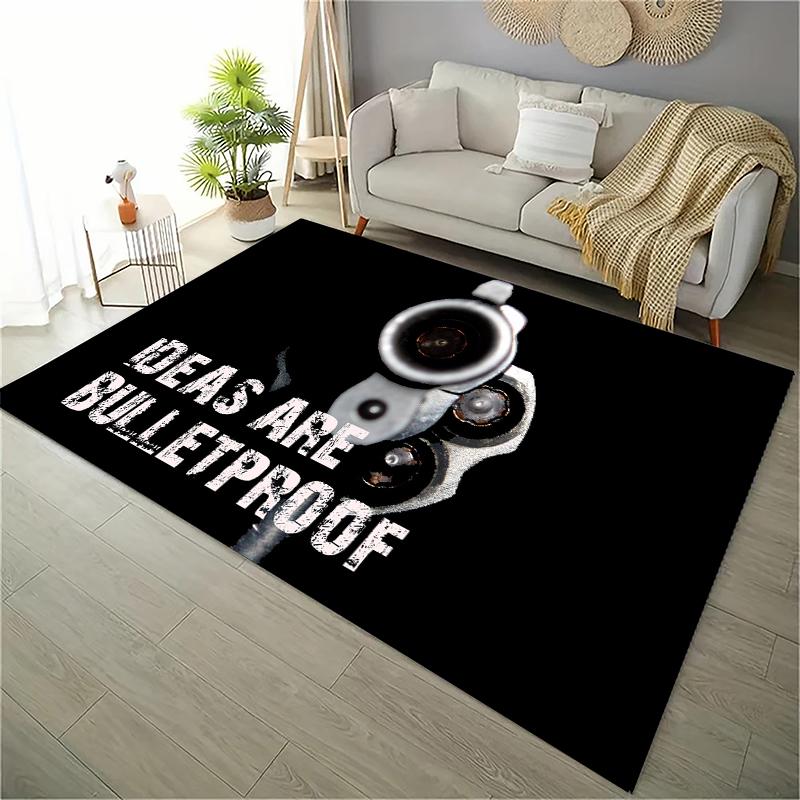 HD Rifle Area Rug Pistol Revolver Gun Carpet Modern Weapons Rugs Living Room Bedroom KitchenDoormat Bathroom Anti-slip Floor Mat