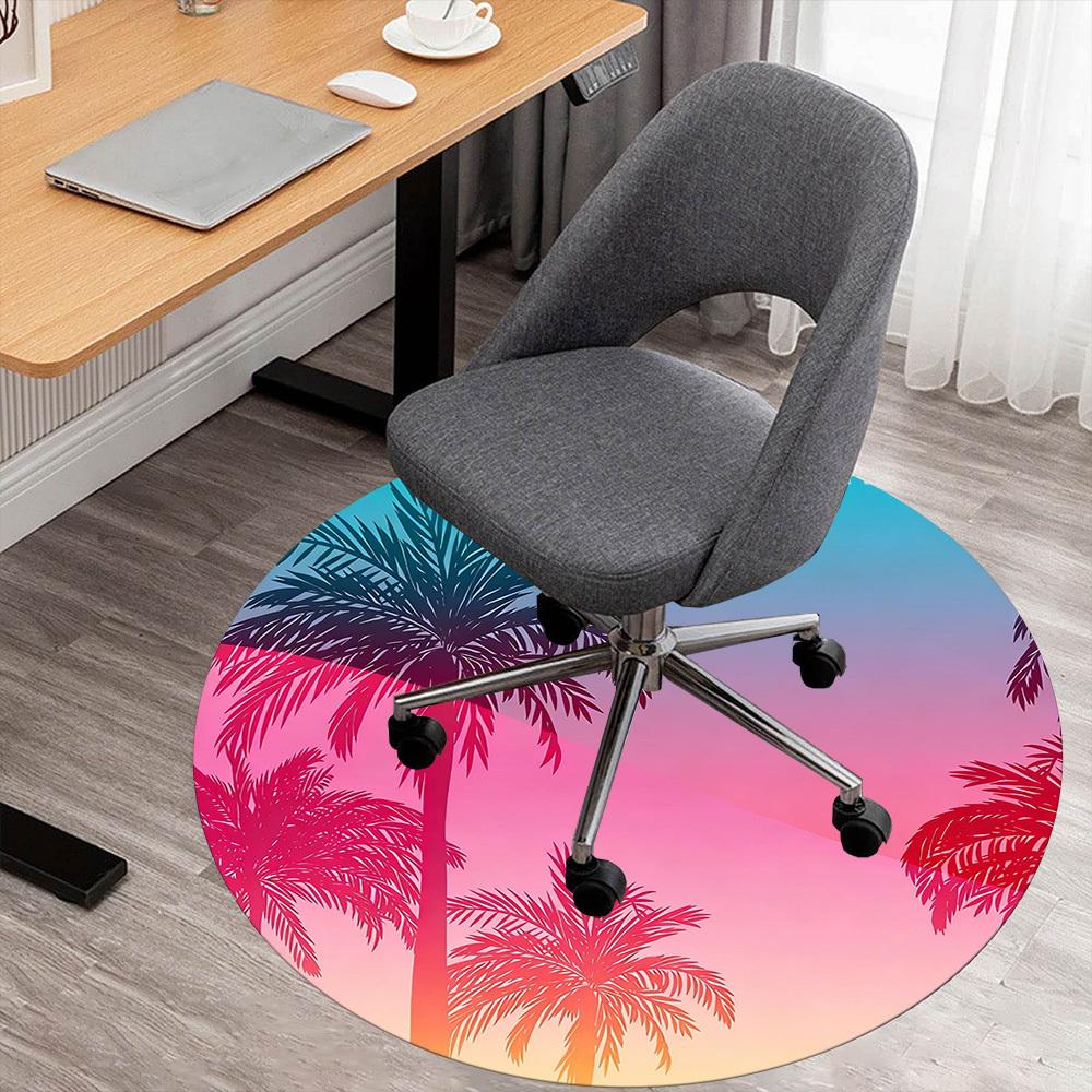 

1pc palm trees sunset Round Chair mat office Area Rug - Non-Slip, Floor Mat for Office, Bedroom, and Indoor Decor p127258 80cm by 80cm