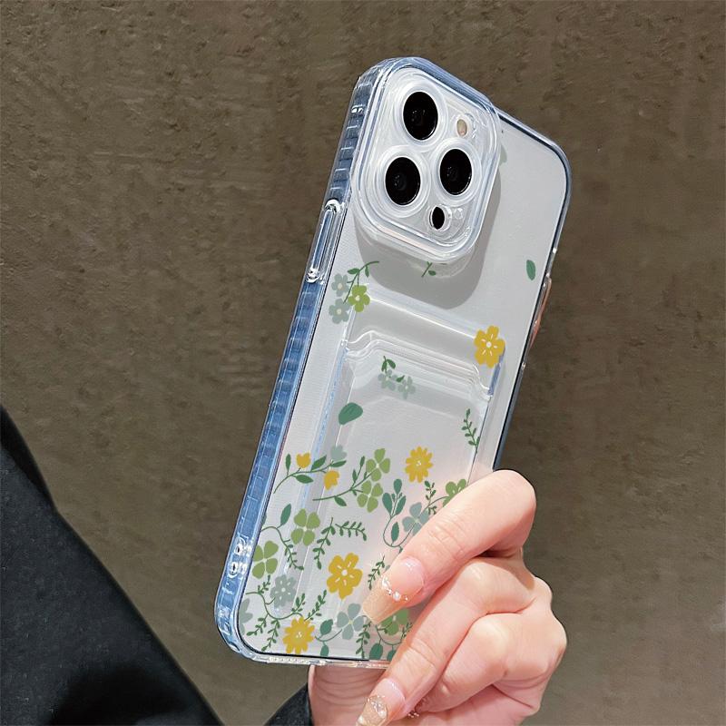 Card Slot Holder Silicone Wallet Pocket Case For Xiaomi Redmi Note 13 12 iPhone 17 Air 16 14 Pro Max Samsung S23 S24 S25 Plus Cover Clear Phone Bumper