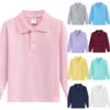 Children's Long Sleeve Cotton Shirt with Collar for School Uniform Tee