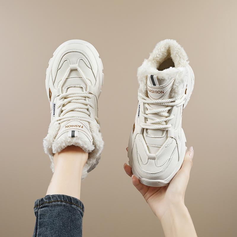 TUINANLE Teplé zimní tenisky dámské kožešinové bavlněné boty ležérní sportovní skateboardové trenéry plyšové pohodlné sněhule
