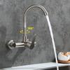 304 Stainless Steel Wall Mount Kitchen Faucet Mixer Kitchen Sink Faucet 360 Degree Free Rotation Hose Double Hole Faucet