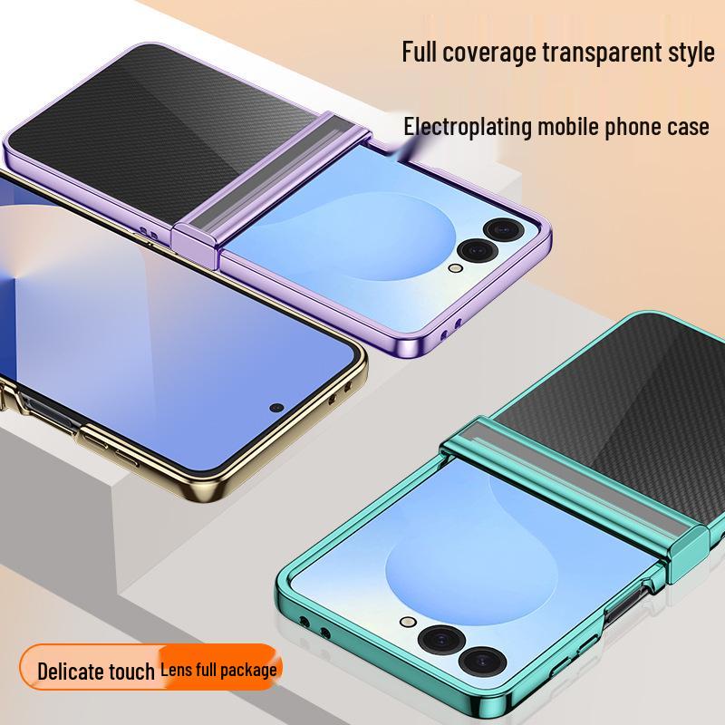 Samsung Z Flip Ultra-Thin Transparent Electroplated Drop-Proof Case Set for Models 7/6/5/4/3