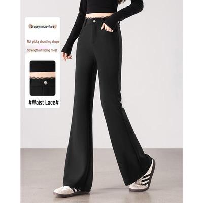 TERRE BLEUE Women's High-Waisted Casual Flared Suit Pants