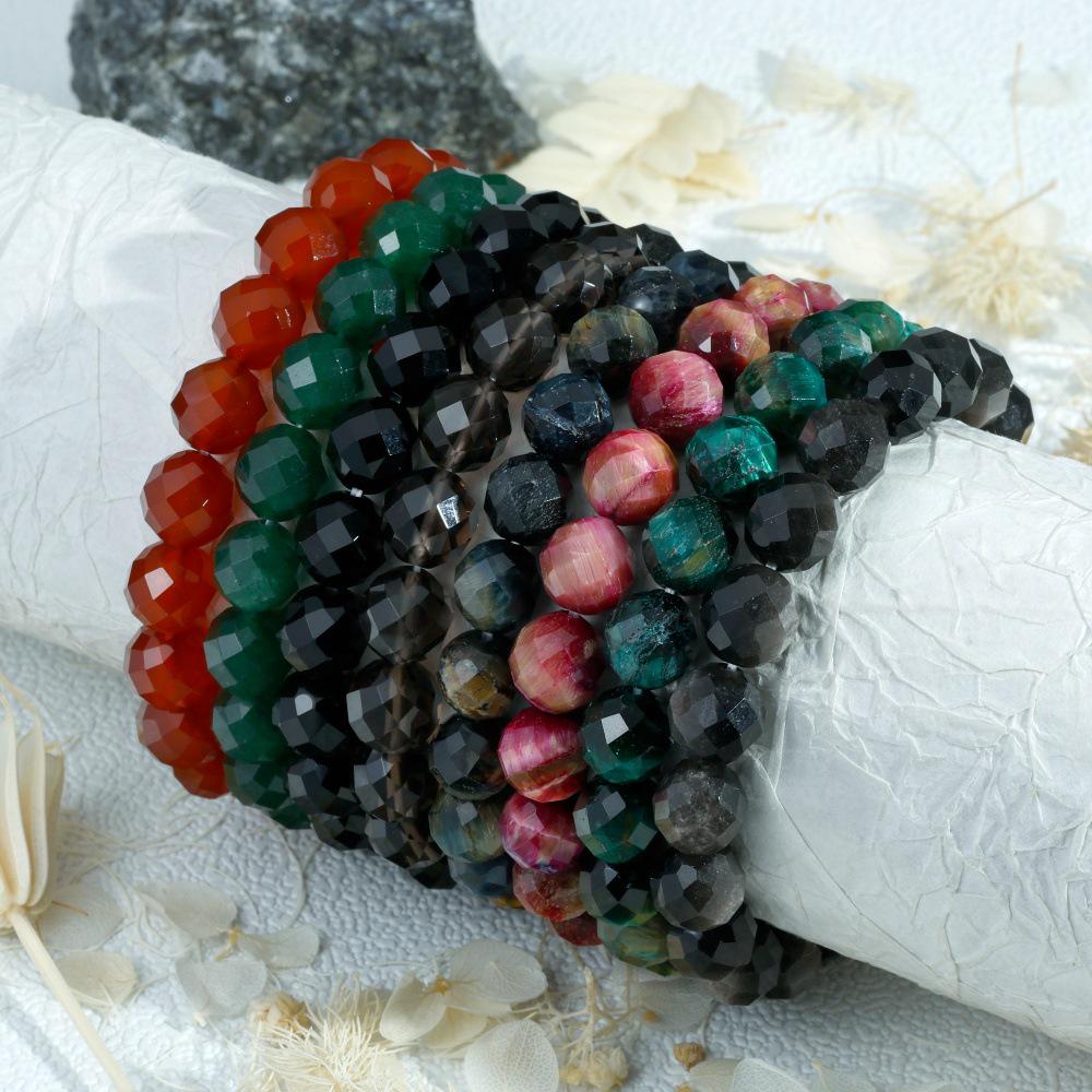 European Light Luxury Retro Tiger Eye Stone Multi-color Stackable Bracelet - Elegant and Versatile Hand Jewelry