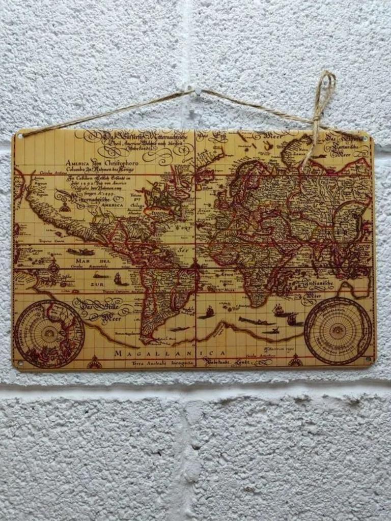 Vintage Metal Sign Compass Map Wall Art Decor Tin Poster for Home Office