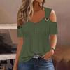 Elegant Women Summer Blouse Short Sleeve Solid Color Tops Summer Slim Fitted Shirts Cold Shoulder Clothing