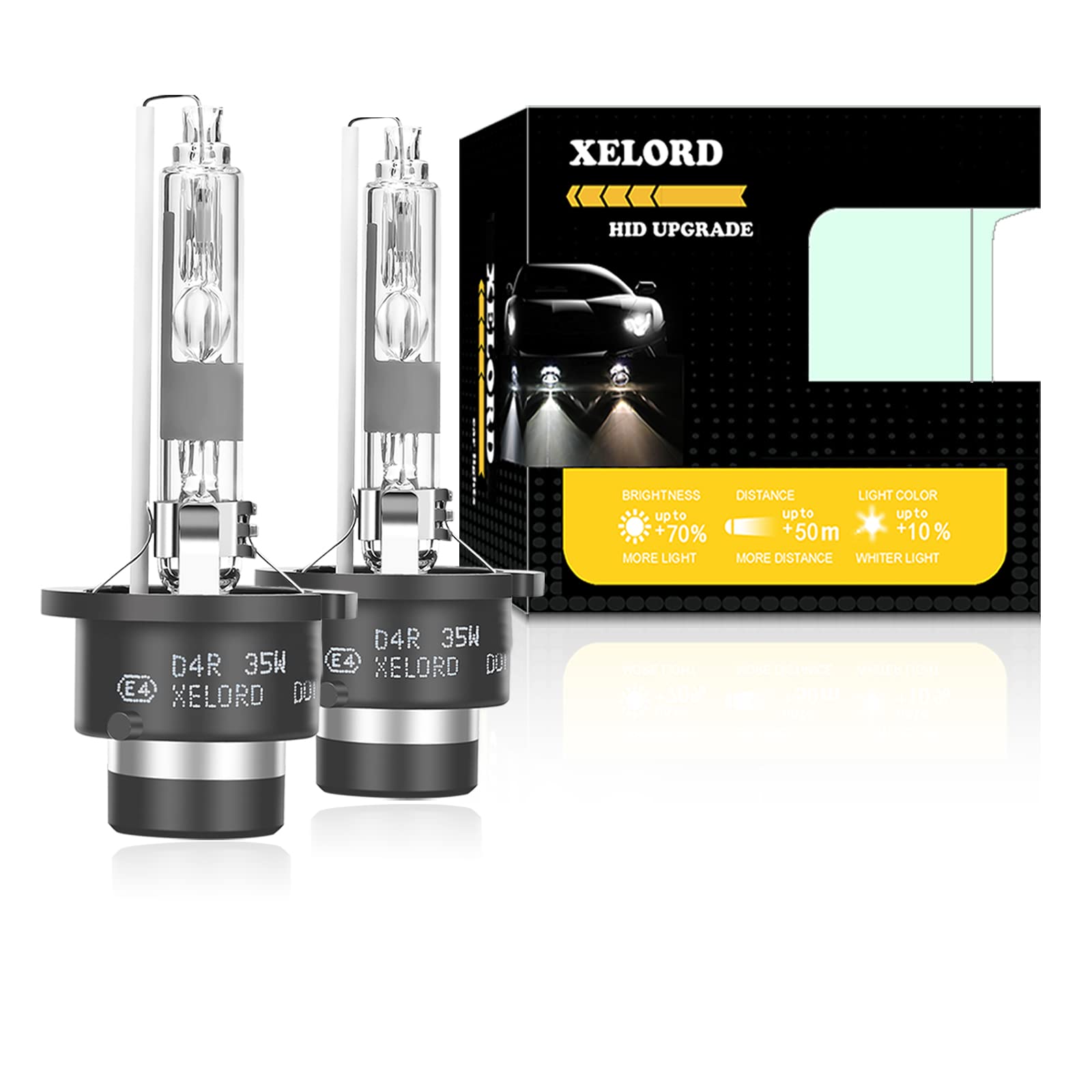 XELORD Headlight D4R HID Bulb 8000K Blue White Light Up D4R