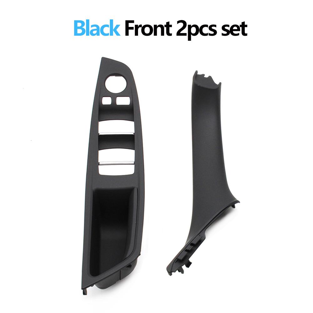 LHD Carbon Fiber Beige Black Interior Door Pull Handle Trim Cover Set For BMW 5 Series F10 F11 F18 520i 523i 525i 528i 535i