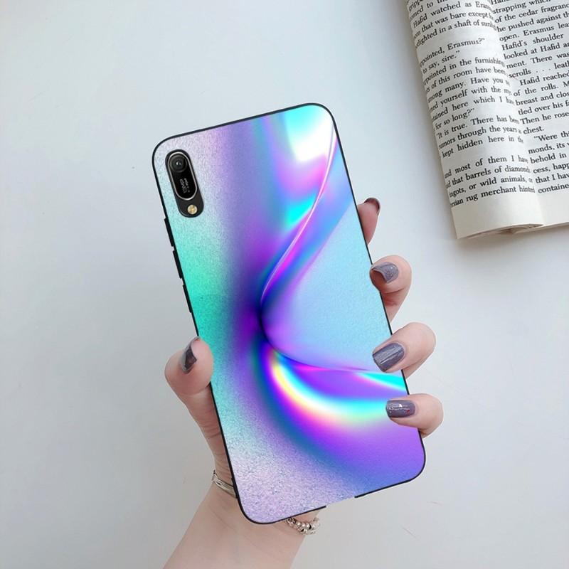 Holographic Colorful Pattern Phone Case For Huawei Mate 40 30 20 10 Pro Lite Nova 9 8 5T Y7p Y7 Soft Black Phone Cover