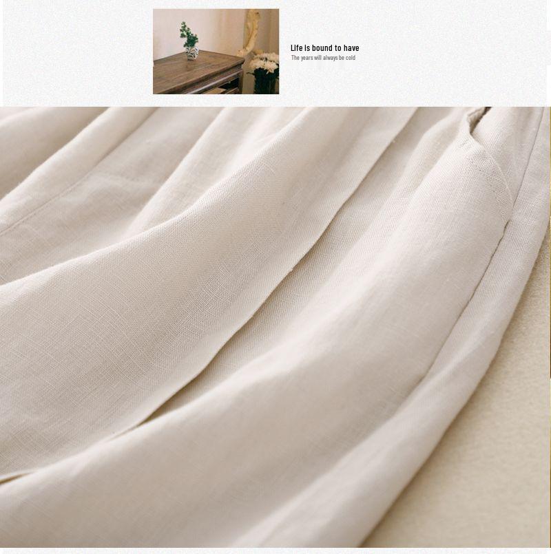 2024 Women's High Waist Cotton Linen A-line Shorts - Summer Elastic Wide Leg Casual Five-Point Pants