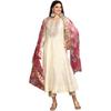 Ishin White Floral Embroidered Thread Work Straight Kurta With Trousers & Dupatta | Kurta Set for Women | Kurta with Tro