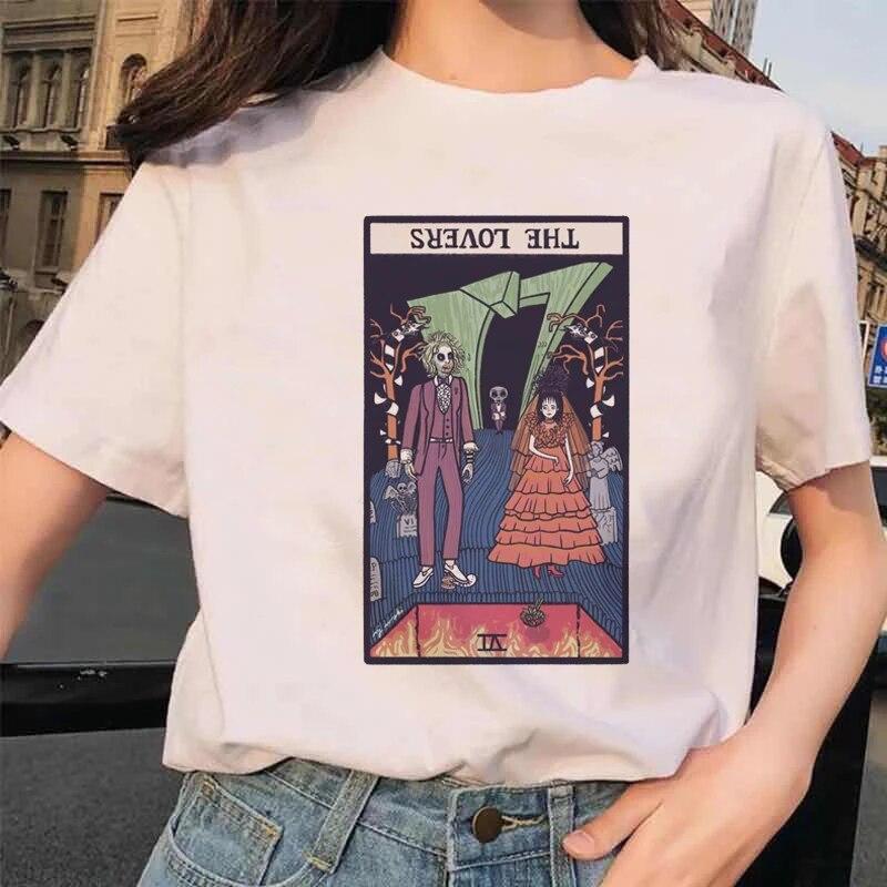 Ženy Tarot Tričko s potiskem milenců 90S Tričko Trend Kreslený Letní Módní Potisk Oblečení s krátkým rukávem Topy Trička Tričko Tričko