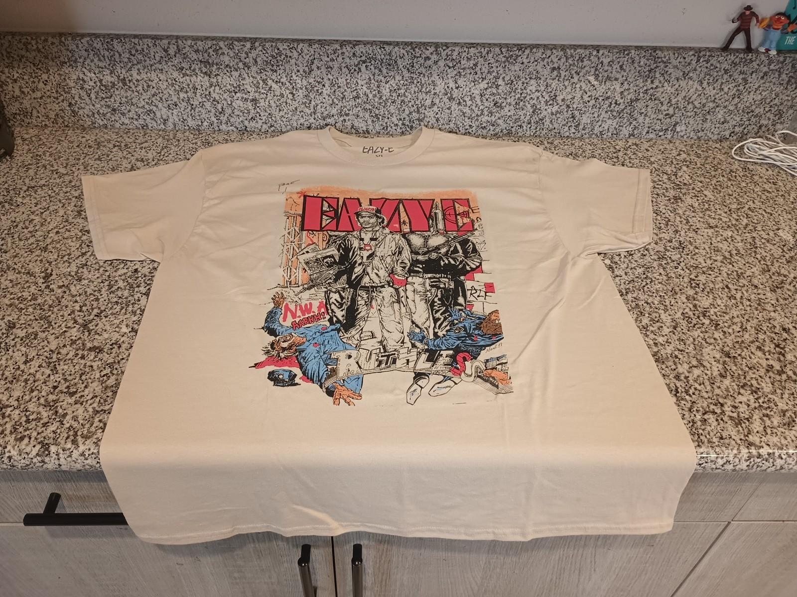 Retro Eazy-E Men’s Shirt Tan Xl NWA Ruthless Cartoon Hip Hop Rap 90 s S