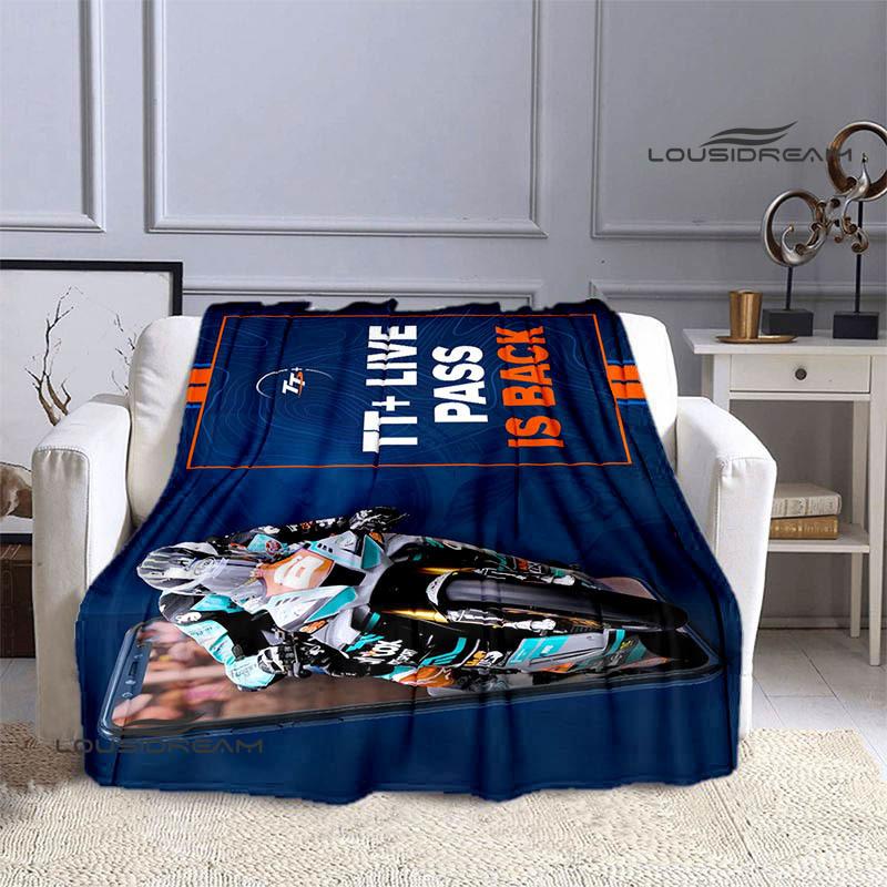 Motorcycle Isle of Man Tt Printed Blankets Flannel Warm Blanket Soft Cozy Blanket Travel Blankets Bed Linings Birthday Gift