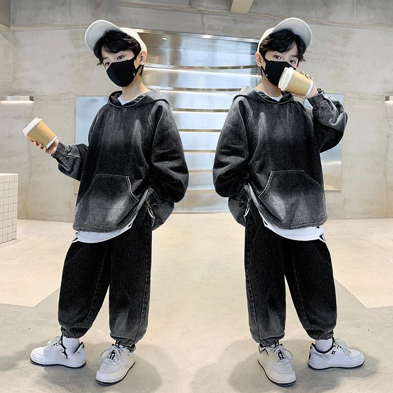 Children's Clothing, Boys' Denim Suits, Autumn Clothes, Handsome Children's Spring and Autumn Two-piece Suits, Autumn Boys