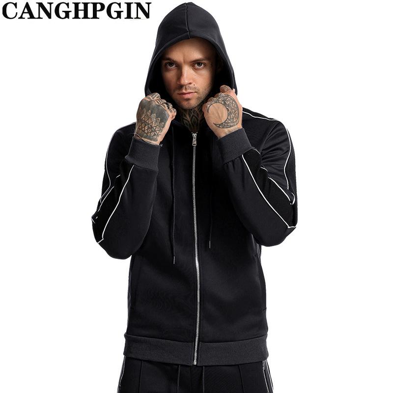 

CANGHPGIN Мужская спортивная толстовка, быстросохнущая куртка, мужская облегающая дышащая теплая толстовка для бега
