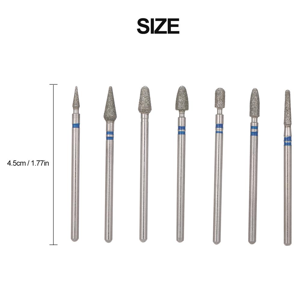 Nail Drill Bits Set Professional Electric Nail Grinding Burr Cutters for Pedicure Manicure Nail Art Tools Silver 7Pcs