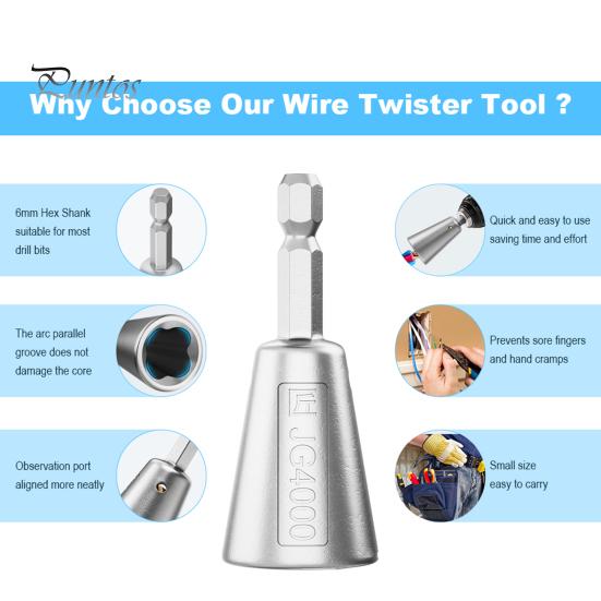 Wire Twister Tool Electrical Power Drill Wire Connector Heat-Resistant Rustproof Reusable Wire Nut Twister Cable Stripping Tool