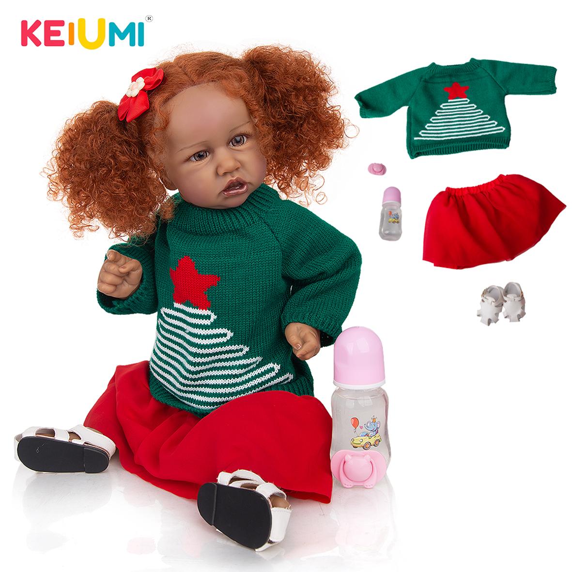 

57 см, африканские красные волосы ручной работы, полностью силиконовые куклы Reborn, силиконовые куклы для новорожденных, игрушки для детей, куклы для девочек