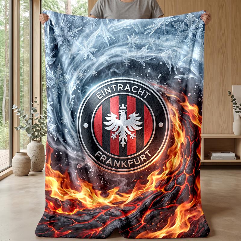 Eintracht Frankfurt Football Print Flannel Blanket, Soft Warm Lightweight Throw Blanket for Sofa Bed Camping