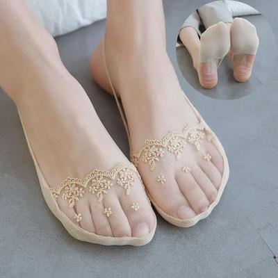Meias femininas ultrafinas de renda invisível para salto alto - meia palma, estilo japonês e coreano