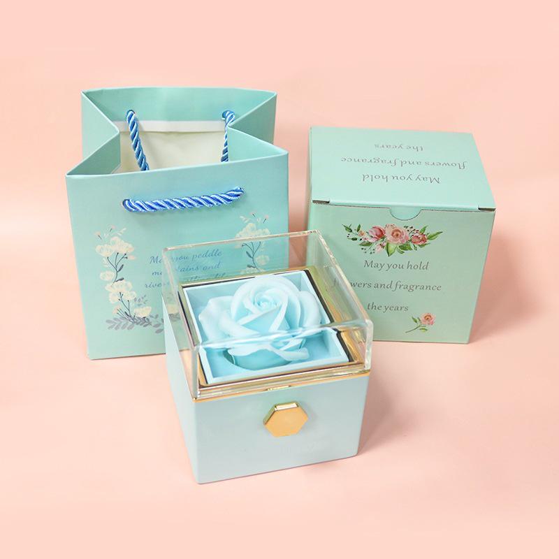 Valentine's Day Preserved Rose & Jewelry Gift Box with Soap Flowers and Necklace
