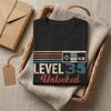 Men T-Shirt Unlocked Level 35 Birthday Funny Cotton Tee Short Sleeve Video Game Controller T Sh