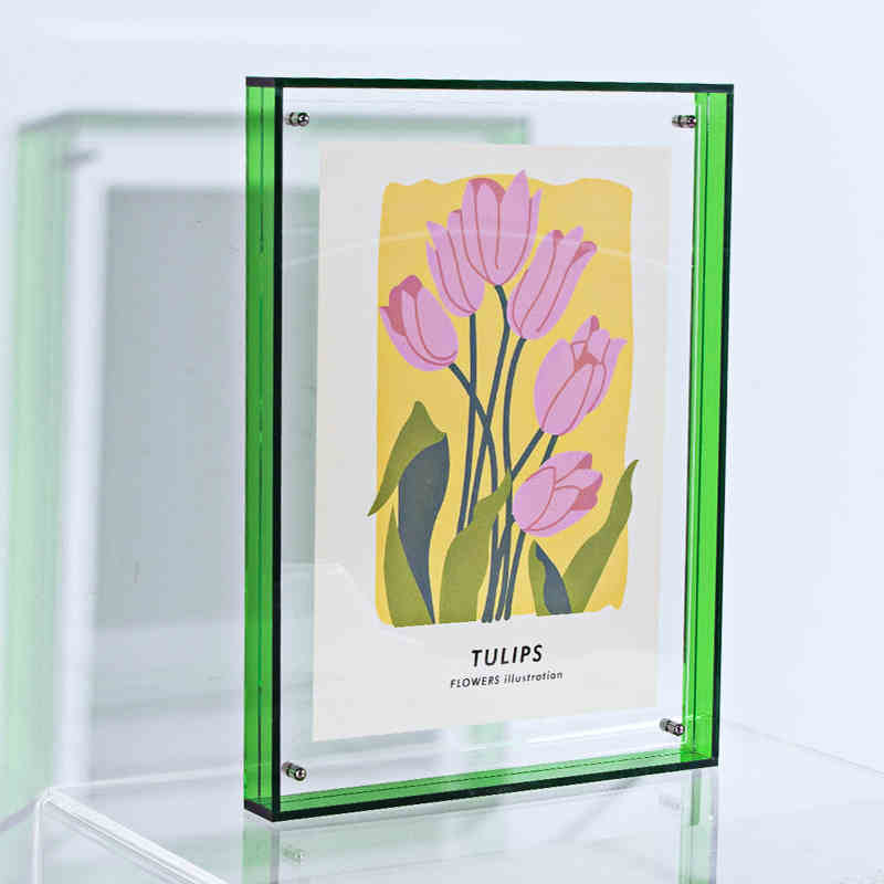 Floating Picture Frame Acrylic Frames for Wall Mounted Tabletop Standing Decorative Photo Frames Neon Translucent Hanging Frame