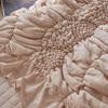 Natural Cotton Quilted Bedspread Bedding Set 4-PC, Princess Ruffled Lace Versatile Duvet Cover Pillowcase 3-PC,Use as Bedspread