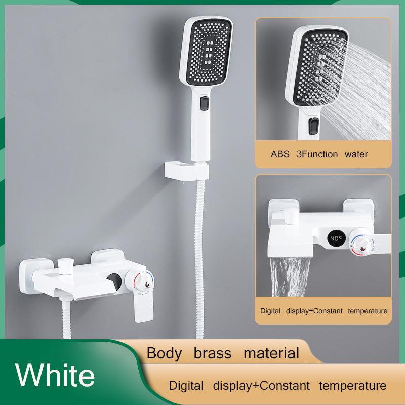 Łazienka bateria prysznicowa chromowany cyfrowy wyświetlacz deszczownica bateria wannowa do montażu na ścianie bateria wannowo-prysznicowa z kranu łazienka bateria prysznicowa