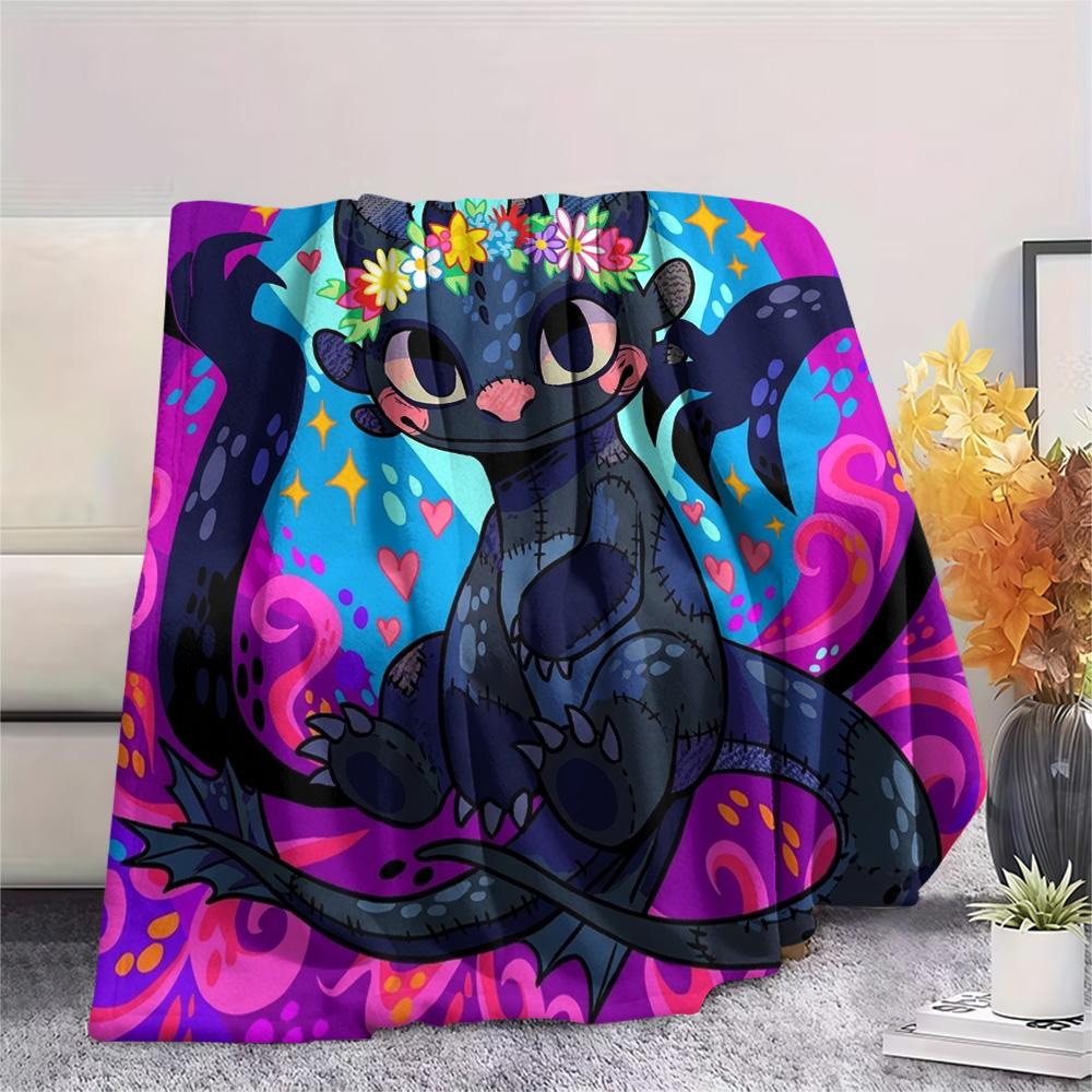 Toothless Night Fury Print Flannel Blanket, Ultra Soft High Quality All Seasons Warm Throw, Home Decor Cozy Blanket, Perfect Christmas Gift
