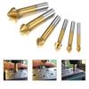 90 Degree Three Blade Full Grind Chamfer Cutter for Hole Enlargement Deburring Spot Facer Drill 6pc Woodwork Drill Bit Tool Set