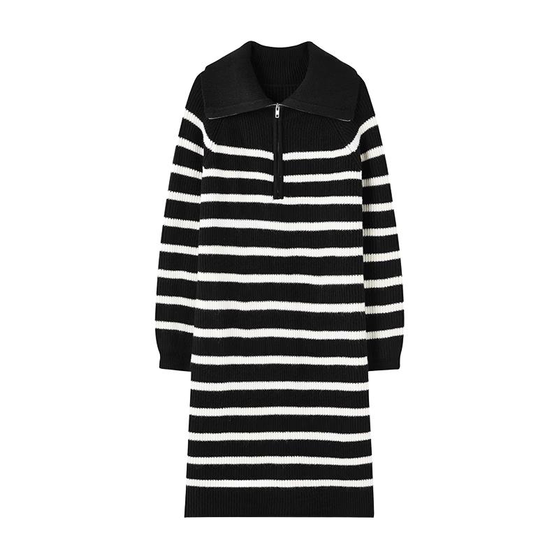 Women s Relaxed Fit Lapel Collar Knit Dress L