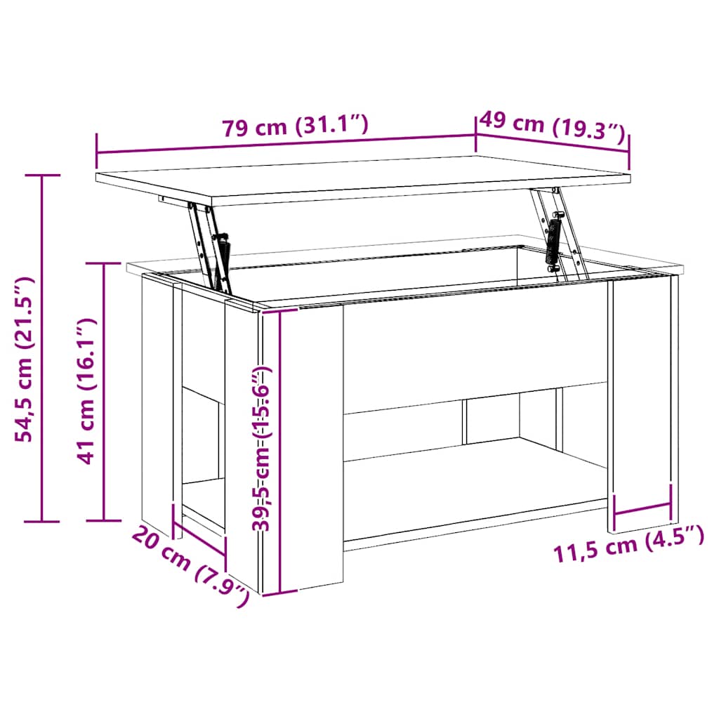 Coffee Table Artisan Oak 79 x 49 x 41 cm Particleboard