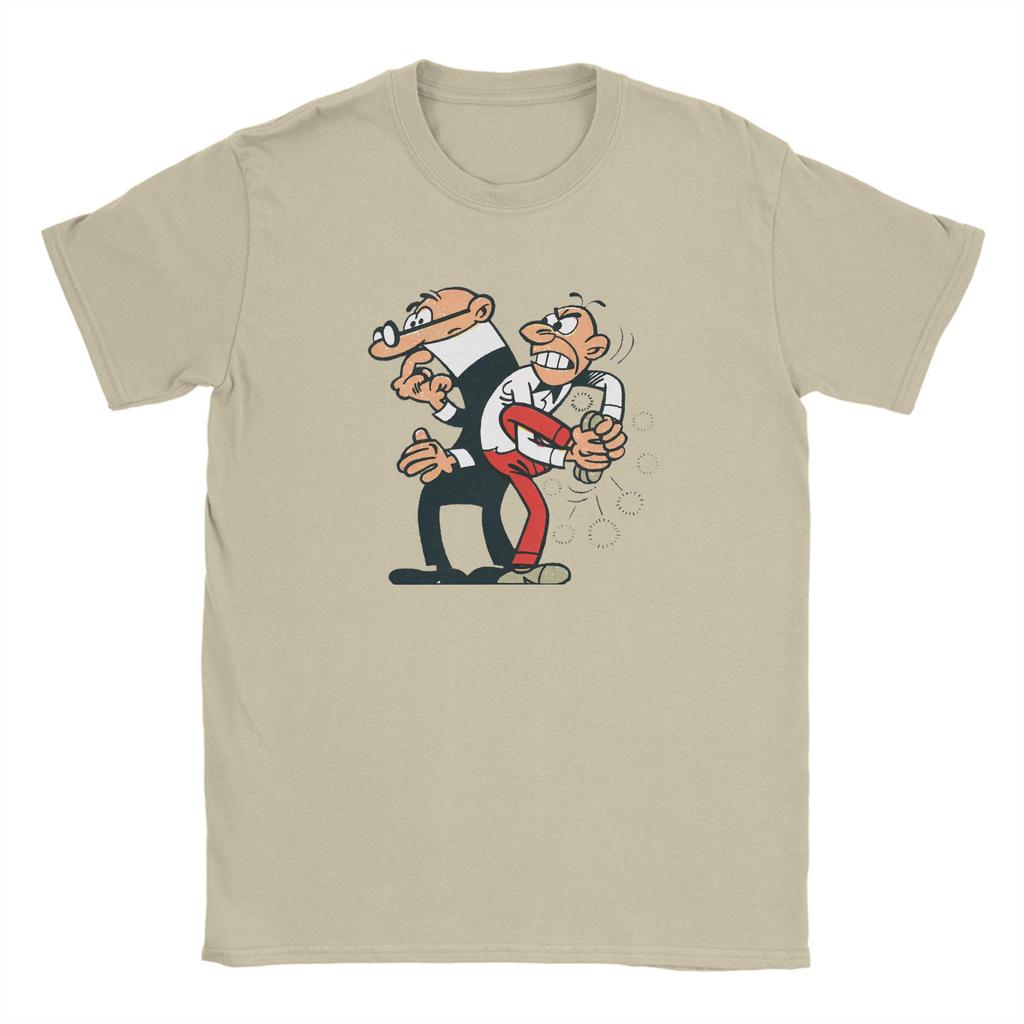 Mort & Phil Mortadelo Y Filemón T Shirt Beach  Cotton T-Shirts For Men's Hip Hop Casual Tee Shirt Short Sleeves Vintage Clothes