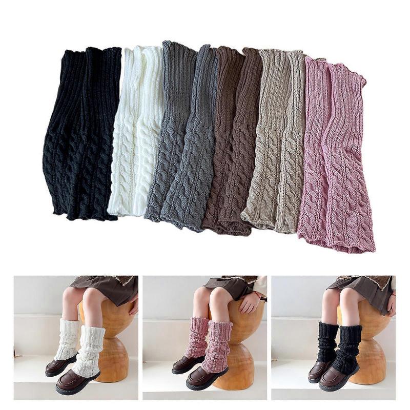 Fashion Knit Leg Warmers for Little Girls Knee High Socks for Dress Toddler Winter Slouchy Socks Thicken Warm Leggings  White