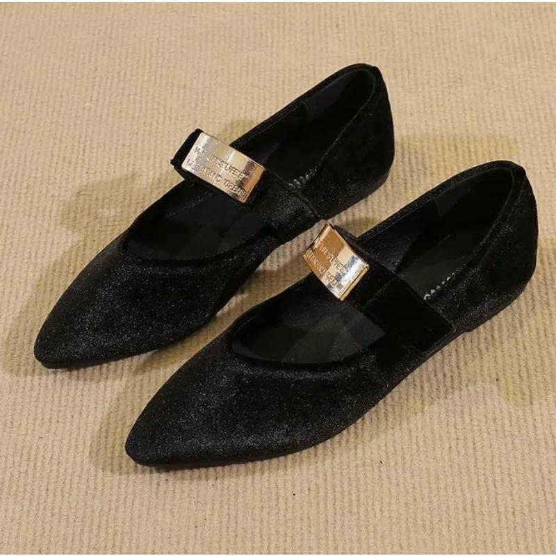 New Luxury Fashion Pointed Toe Mary Jane Shoes New Comfortable Elegant Loafers Flat Single Shoes Women Zapatos De Mujer
