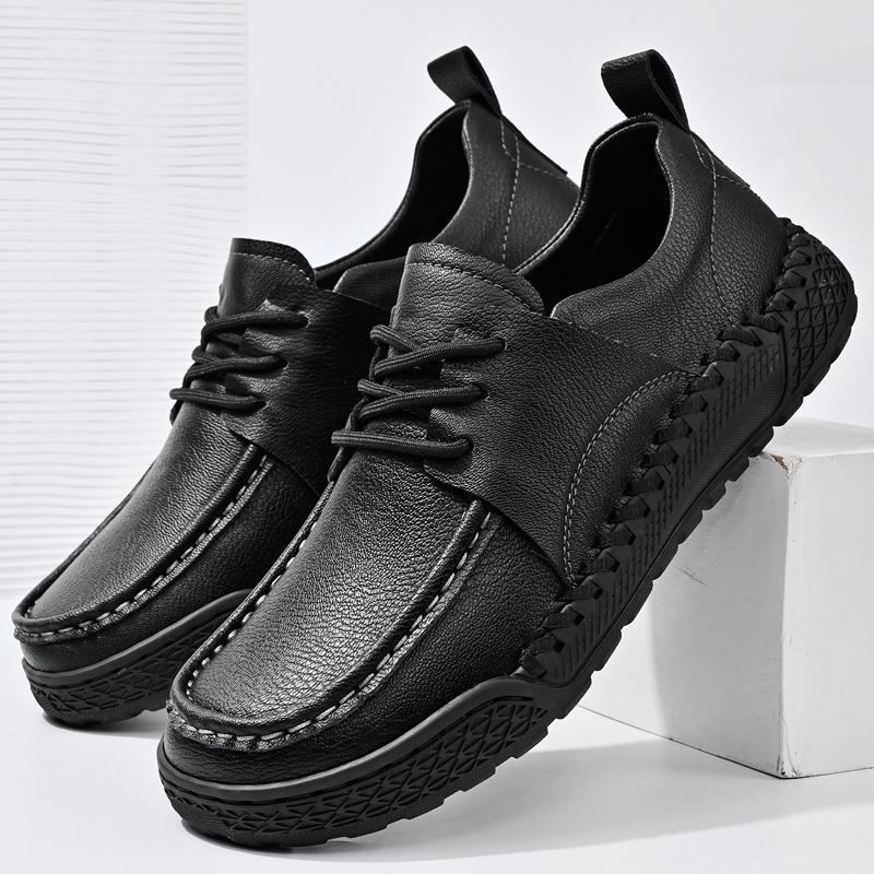 Fashion Leather Shoes Man Casual Loafers Luxury Design Slip on Male Dress Shoes Leisure Style Big Size Outdoor Wear-resistant Sole
