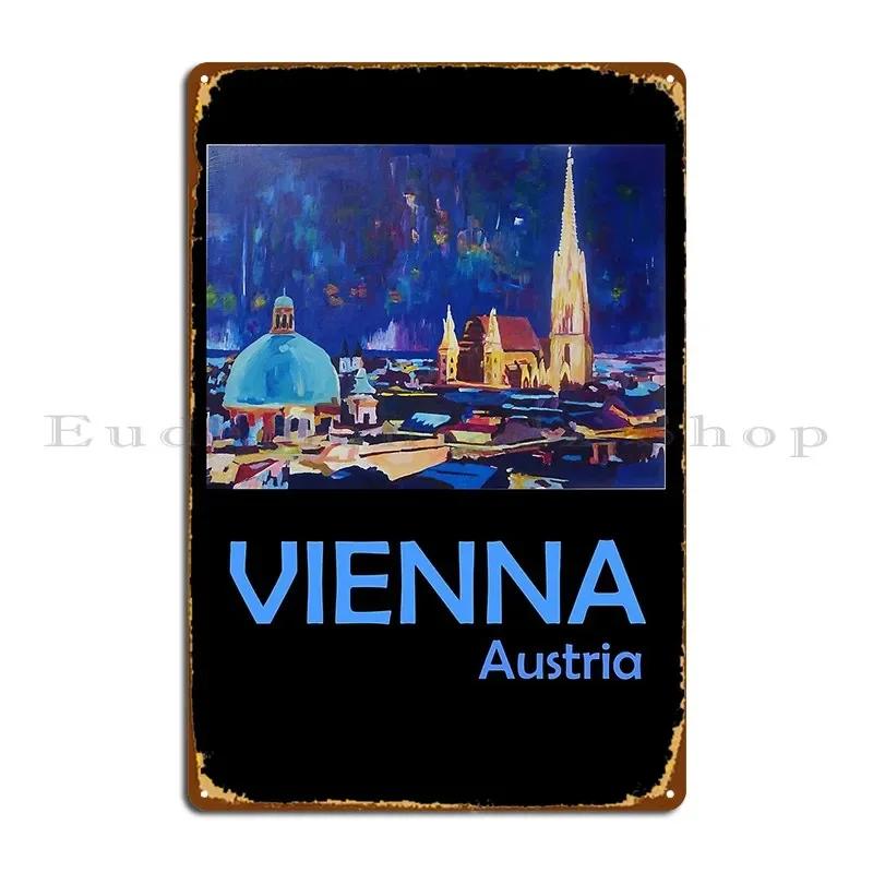 Retro Travel Poster Vienna Austria Metal Sign Garage Club Wall Decor Design Mural Tin Sign Poster 20x30cm(7.8x11.8inch)