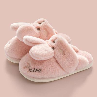 Fuzzy Hausschuhe für Damen Winter Zuhause Niedliche Hasenohren Indoor Rutschfest Weich Warm Hausschuhe Herren Damen Schlafzimmer Paare Fellschuh