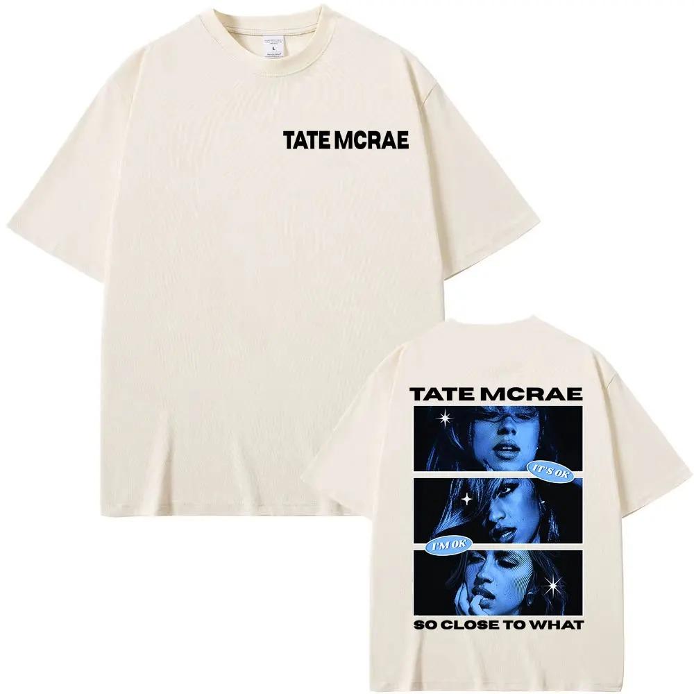 T-shirt Graphique Pop Star Tate McRae Si Proche De Quoi Unisexe Tendance Vintage Surdimensionné Manches Courtes Streetwear