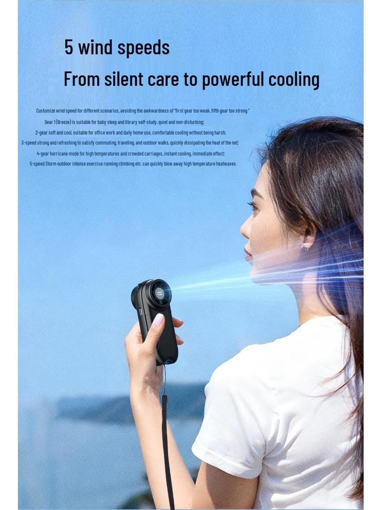 Portable High-Speed Neck-Hanging Mini Fan – Long-Lasting, Strong Wind, Desktop Turbine Design