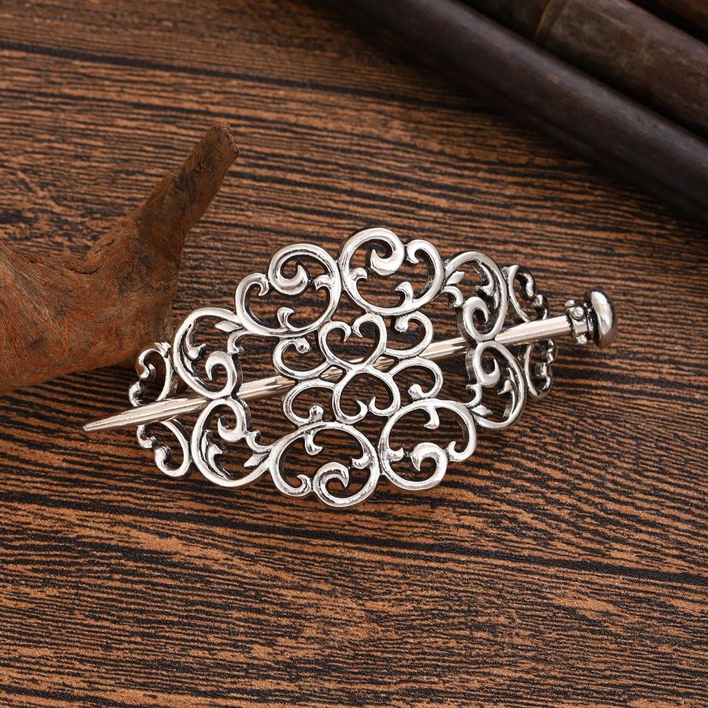 Punk Style Silver Jewelry Scroll Grass Pattern Hairpin Retro Hollow Pattern Design Hairpin Dark Style Dressing Hair Accessory