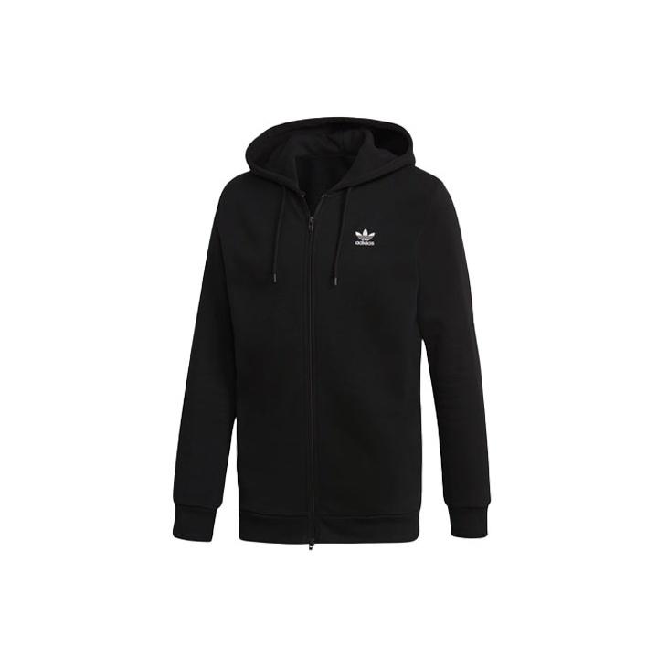 adidas Originals Trefoil Trf Fleece Hoodie Full Zip Warm Sports Jacket Men Tops Black DN6016