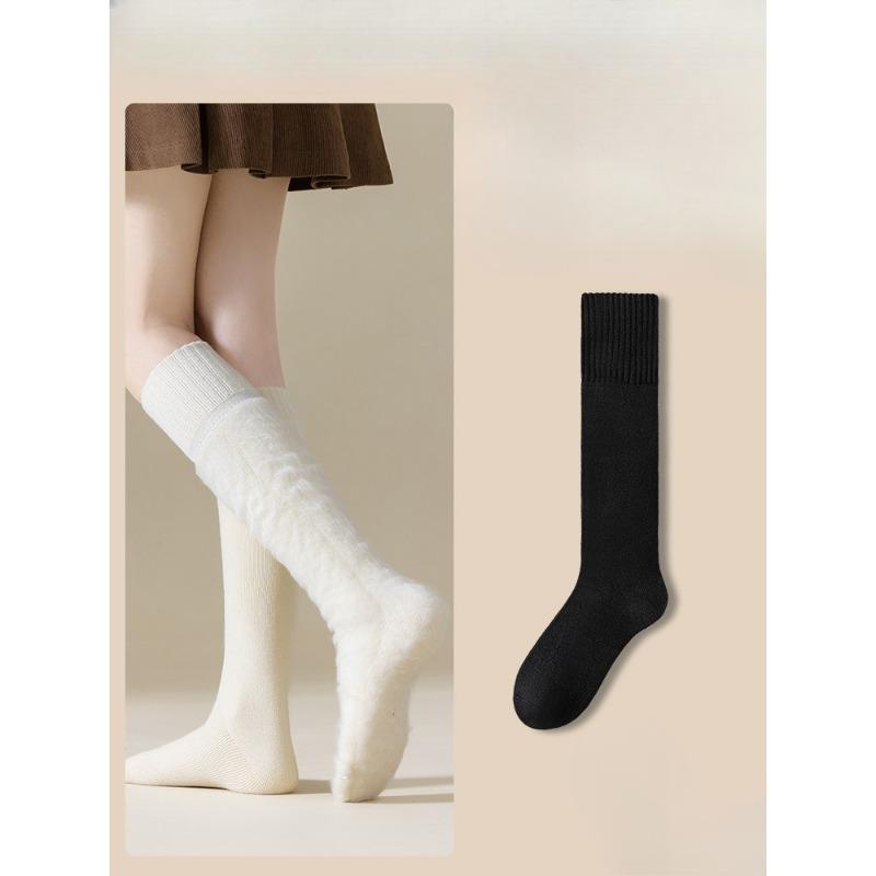 Women's Autumn and Winter Plush Thickened Warm Heat Storage Sweat Absorption Calf Socks