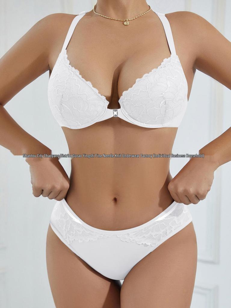 Großgrößen Frontverschluss Damen-Dessous-Set mit schönem Bügel-BH am Rücken