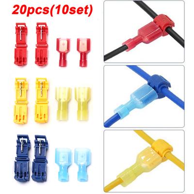 Ein Satz von 20 praktischen T-Verbindungs-Spleiß-Drahtverbindern, isolierte Spaten-förmige elektrische Crimp-Anschluss-Kits