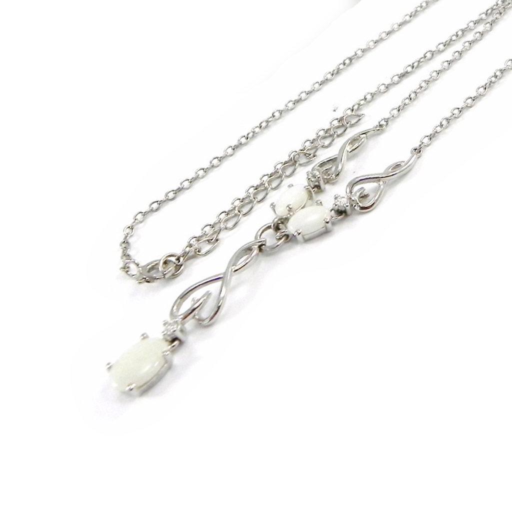 Les Trésors De Lily [G9293] - Colier Argint 'Zeița Opal' Alb argintiu (rodiat) - 25x6 mm