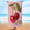 Retro Cherry Design Vintage Beach Towel, Soft Microfiber Oversized for Swimming Travel Camping